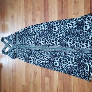 ♡INC Blue Leopard Print Maxi Dress -Petite Small♡
